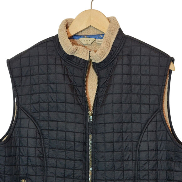 Tsunami Black Quilted Sherpa Vest Zip Front Casual Cozy Outdoor Fall Layering L - Picture 2 of 13